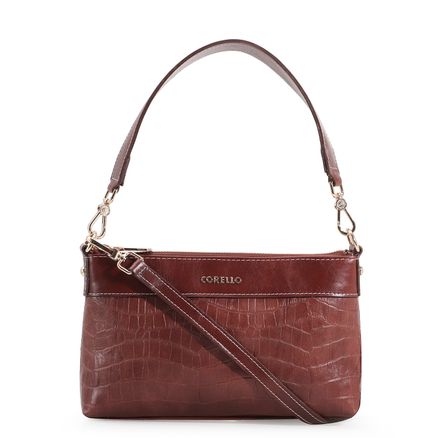 Bolsa De Mão Croco - Couro Marrom