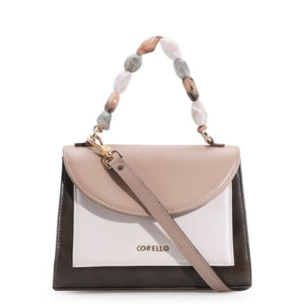 Bolsa De Mão - Couro Kaki/Taupe/Nuvem