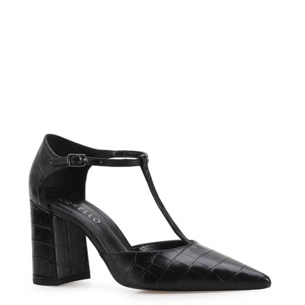 Scarpin Croco - Couro Preto