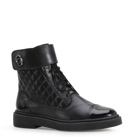 Bota Coturno - Couro Preto