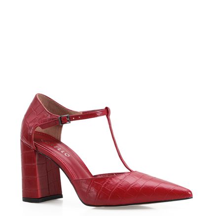 Scarpin Croco - Couro Vermelho