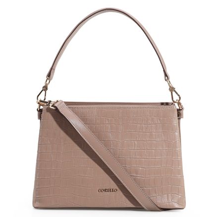 Bolsa De Mão Croco - Couro Bege