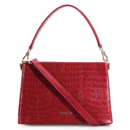 Bolsa De Mão Croco - Couro Vermelho