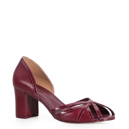 Peep Toe - Couro/Verniz Vinho