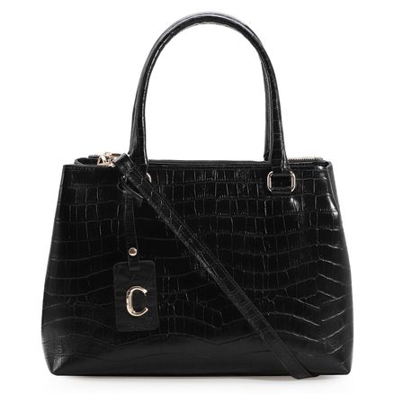 Bolsa Tote Croco - Couro Preto