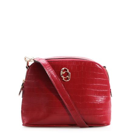 Bolsa Transversal Croco - Couro Vermelho