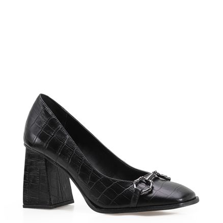 Scarpin Croco - Couro Preto