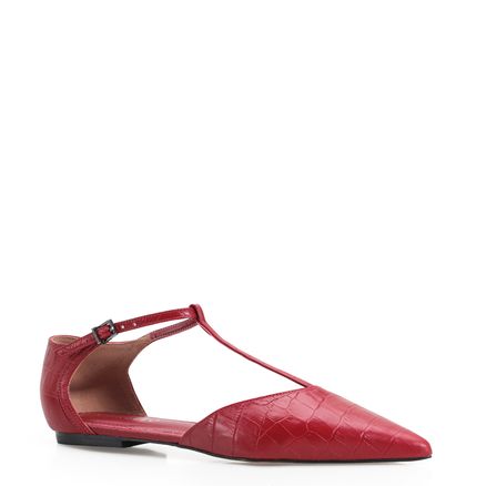 Sapatilha Croco - Couro Vermelho