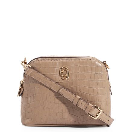 Bolsa Transversal Croco - Couro Bege