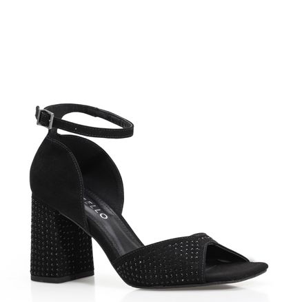 Peep Toe - Camurça Preto/Hotfix