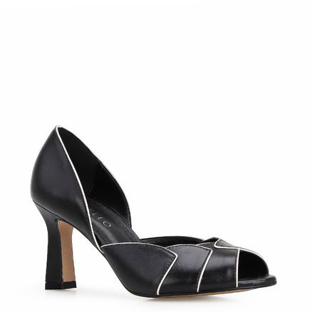 Peep Toe Details - Couro Preto