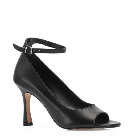 Peep Toe - Couro Preto