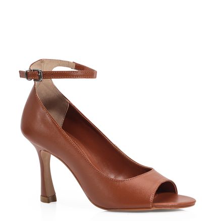 Peep Toe - Couro Marrom