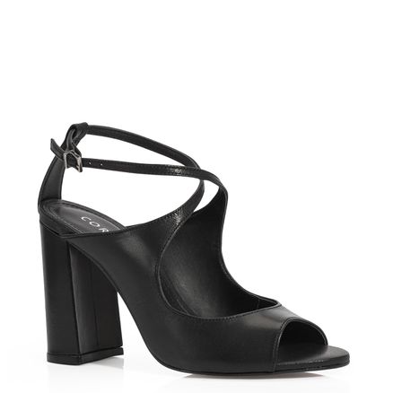 Peep Toe - Couro Preto