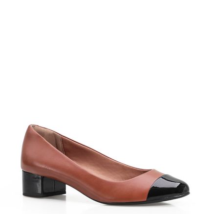 Scarpin Basic - Alt Caramelo/Verniz Preto