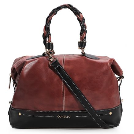Bolsa Tote - Couro Marrom/Preto
