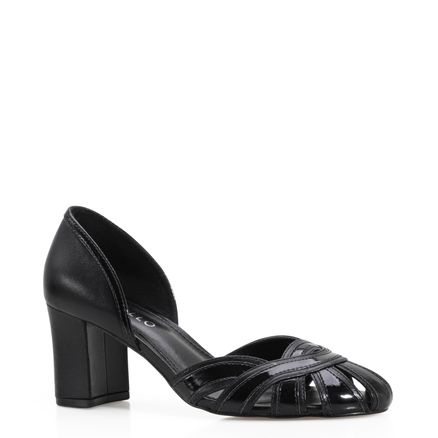 Scarpin - Couro Preto/Verniz Preto