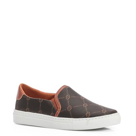 Slip On - Monograma/Couro Marrom