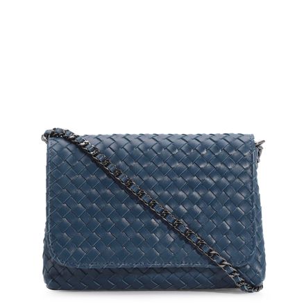 Bolsa Transversal Tressê - Couro Azul