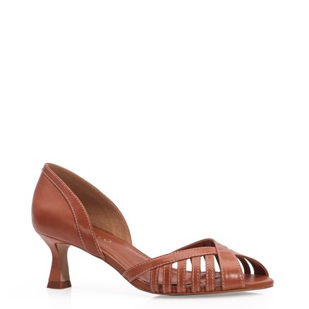 Peep Toe - Couro Caramelo