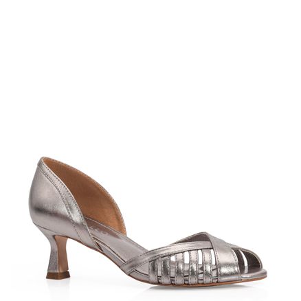 Peep Toe - Couro Prata