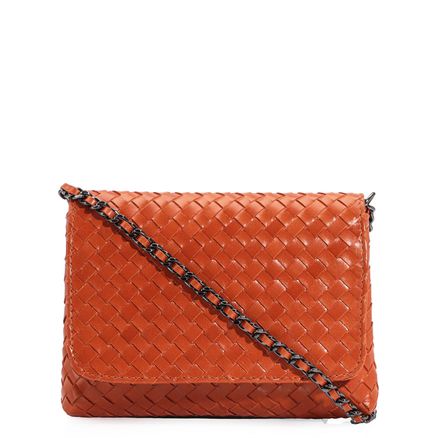 Bolsa Transversal Tressê - Couro Laranja