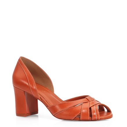 Peep Toe - Couro Laranja