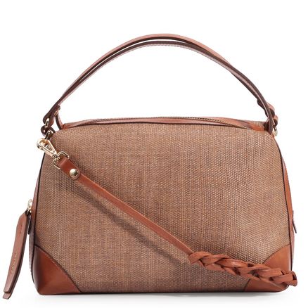 Bolsa De Mão - Ráfia/Couro Caramelo