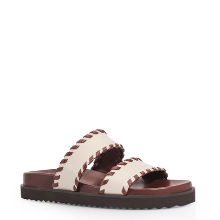 Papete - Couro Off White/Marrom