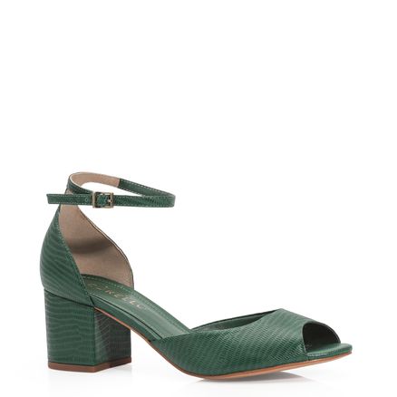 Peep Toe - Couro Lezard Verde