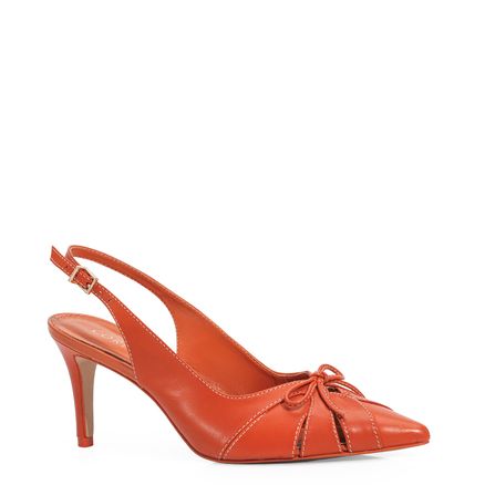 Scarpin Slingback - Couro Laranja