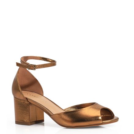 Peep Toe - Couro Bronze