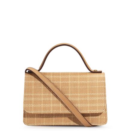 Bolsa De Mão - Ráfia/Couro Bege