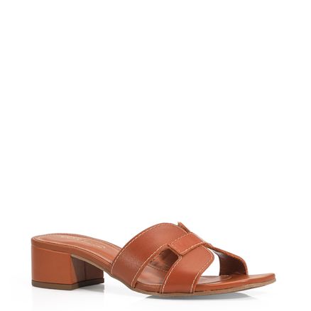 Mule Geometric - Couro Caramelo