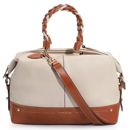 Bolsa Tote - Couro Off White/Caramelo