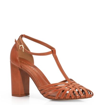 Peep Toe - Couro Caramelo
