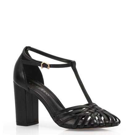 Peep Toe - Couro Preto