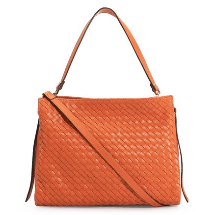 Bolsa De Ombro Tressê - Couro Laranja