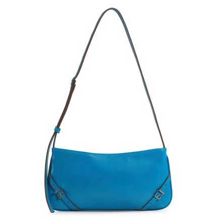 Bolsa De Ombro Baguette - Couro Azul