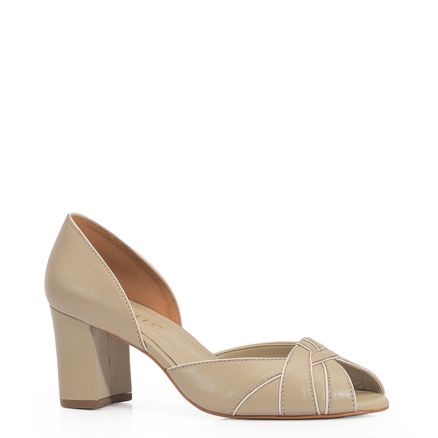 Peep Toe - Couro Bege
