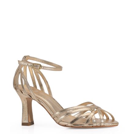 Peep Toe Tiras - Metalizado Champagne