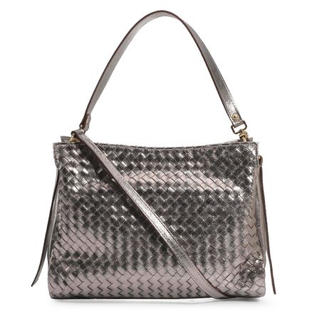 Bolsa De Ombro Tressê - Couro Prata