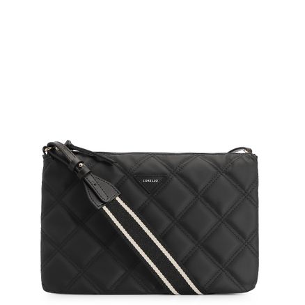 Bolsa Transversal Matelassê - Nylon / Couro Preto