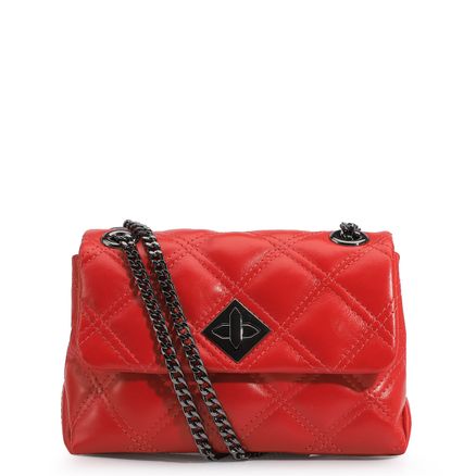 Bolsa De Ombro Matelassê - Couro Vermelho