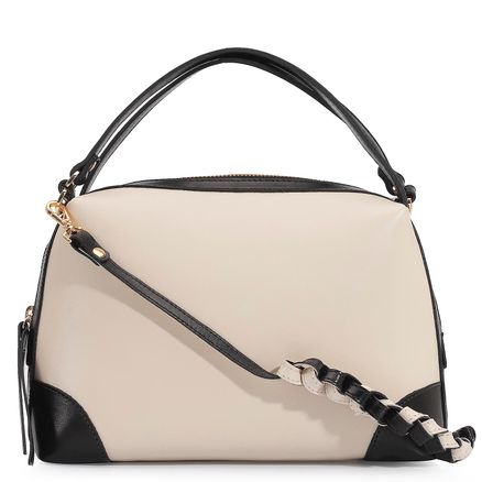 Bolsa De Mão - Couro Off White/Couro Preto