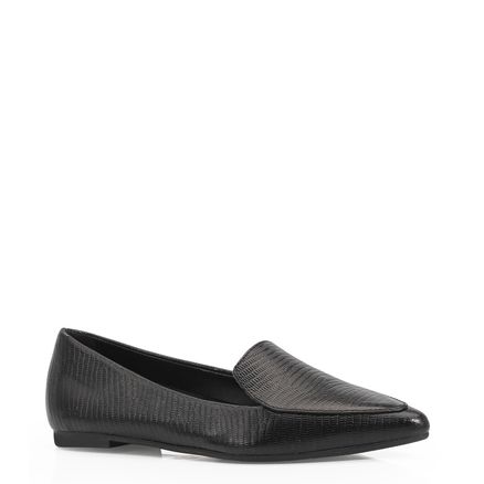 Sapatilha Slipper - Couro New Lezard Preto