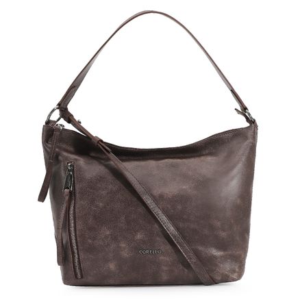 Bolsa Hobo - Couro Estonado Marrom