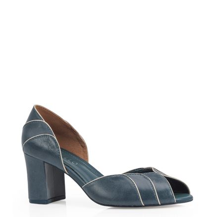 Peep Toe - Couro Azul