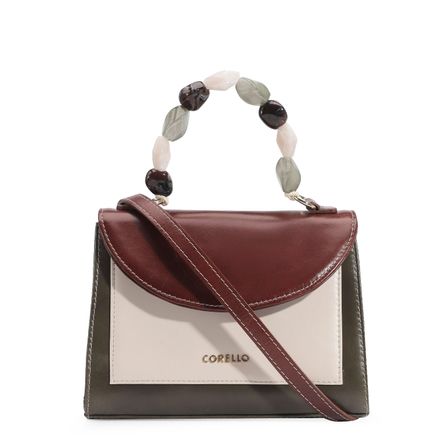 Bolsa De Mão - Couro Oliva/Couro Nuvem