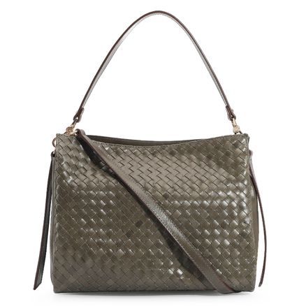 Bolsa De Ombro Tressê - Couro Verde